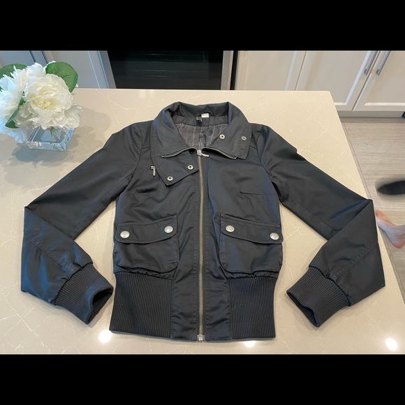 H&M Divided Black Jacket High Stand Collar size 2 - Picture 2 of 2